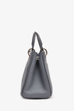 Christian Dior Grey Grained Leather 'Diorissimo' Tote with Strap