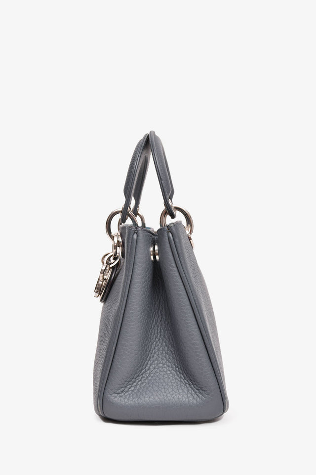 Christian Dior Grey Grained Leather 'Diorissimo' Tote with Strap