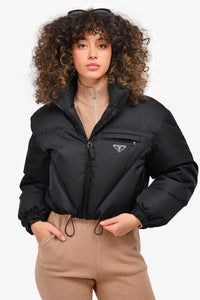 Prada Black Re-Nylon Quilted Puffer Size 38