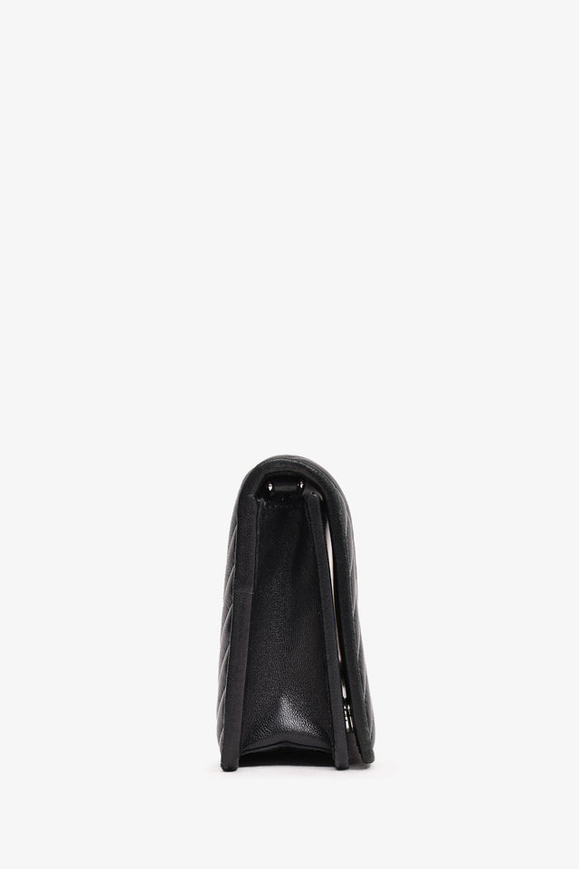 Prada Black Chevron Leather Wallet on Chain