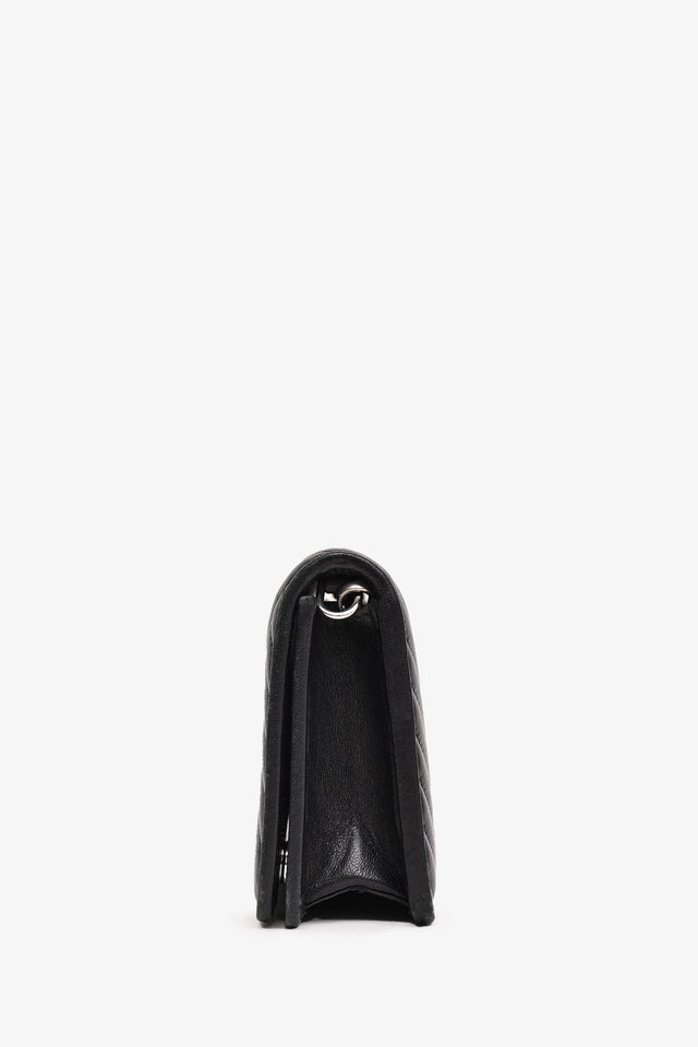 Prada Black Chevron Leather Wallet on Chain