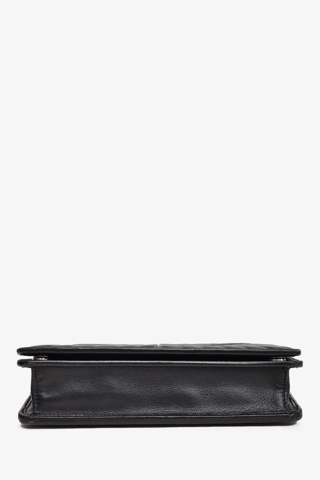 Prada Black Chevron Leather Wallet on Chain