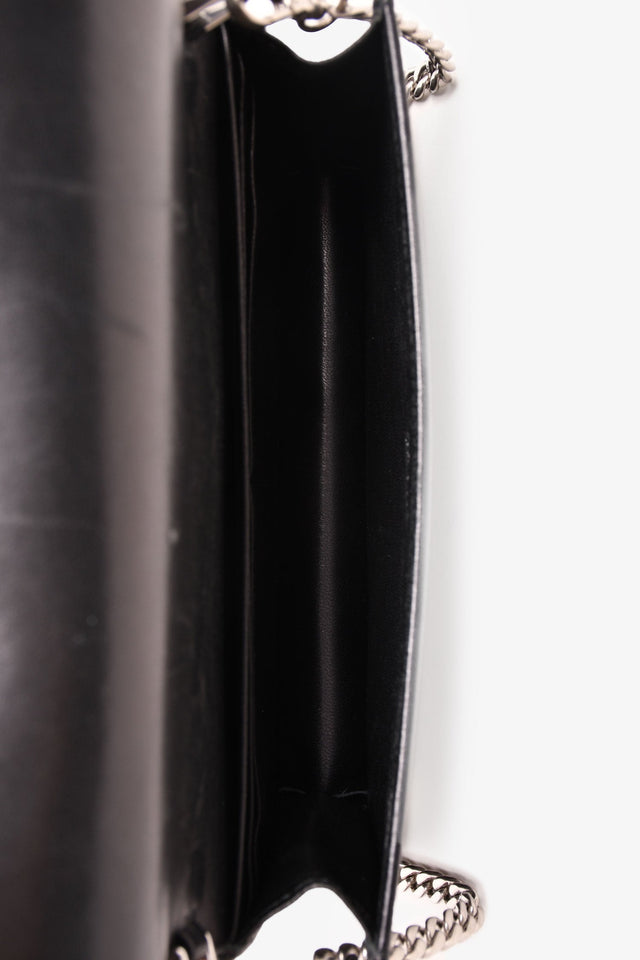 Prada Black Chevron Leather Wallet on Chain