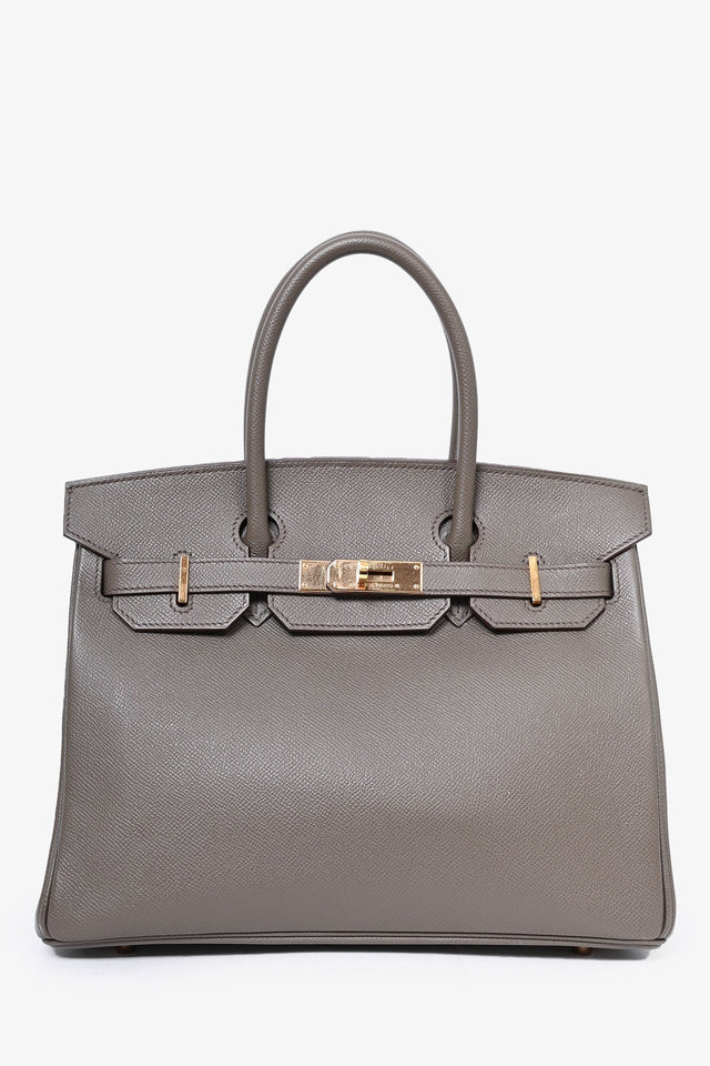 Hermes 2020 Birkin 30 Gris Etain Epson Leather Top Handle Bag