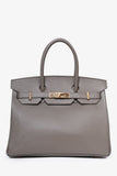 Hermes 2020 Birkin 30 Gris Etain Epson Leather Top Handle Bag