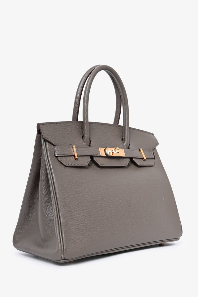 Hermes 2020 Birkin 30 Gris Etain Epson Leather Top Handle Bag