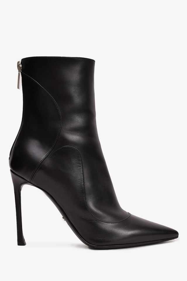 Christian Dior Black Leather Heeled Ankle Boot Size 37
