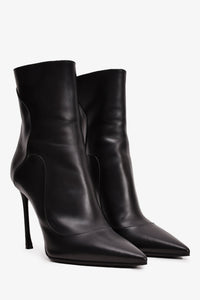 Christian Dior Black Leather Heeled Ankle Boot Size 37