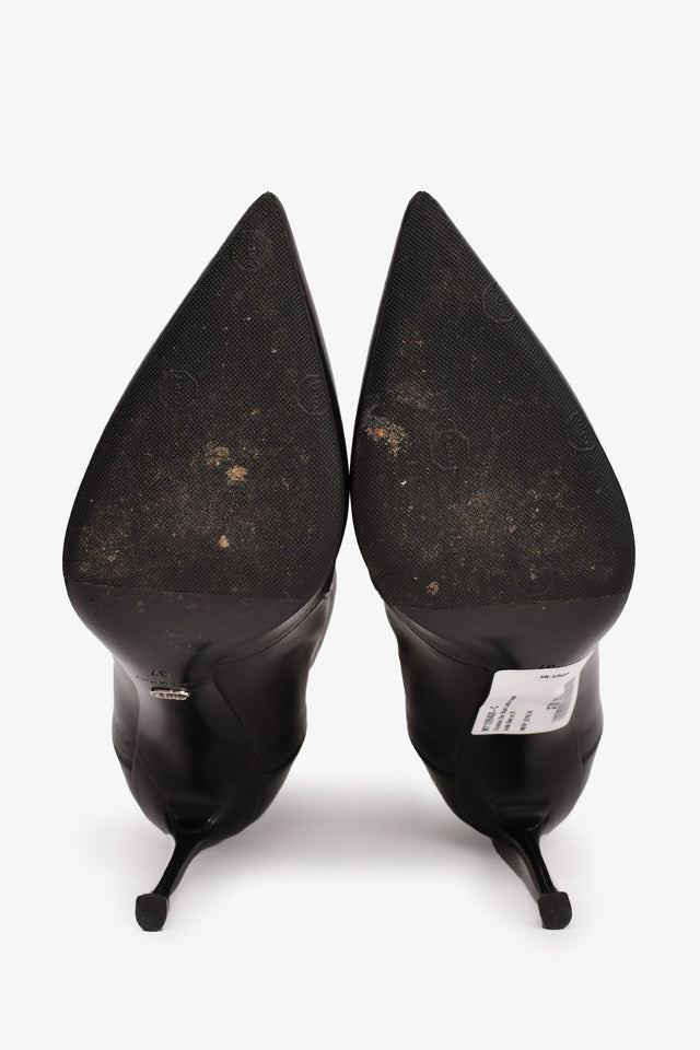Christian Dior Black Leather Heeled Ankle Boot Size 37