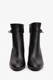 Hermes Black Leather Saint Germain Heeled Ankle Boots with Kelly Lock Size 37