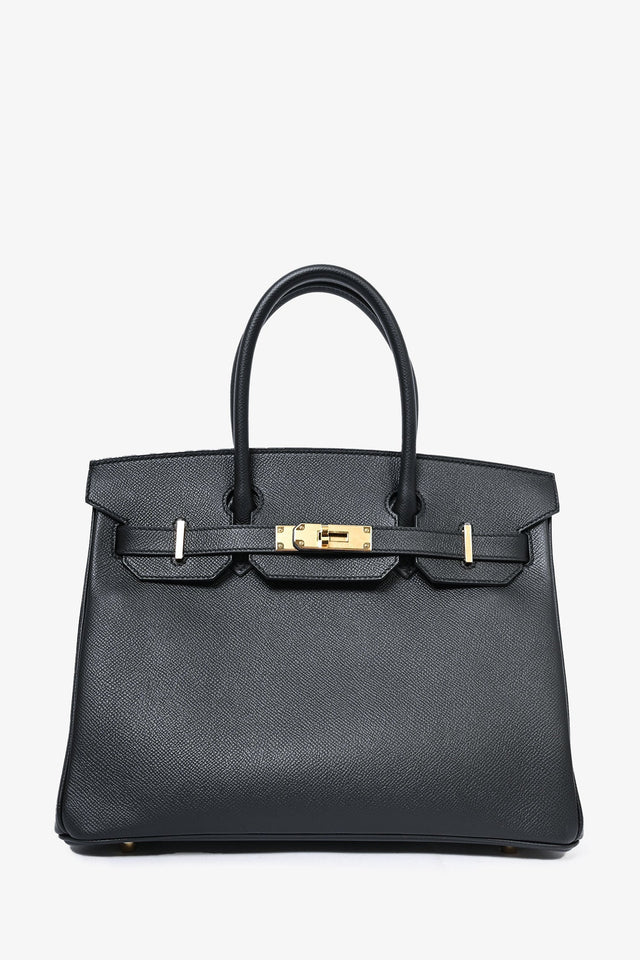 Hermes 2020 Black Epsom Leather Retourne Birkin 30 GHW