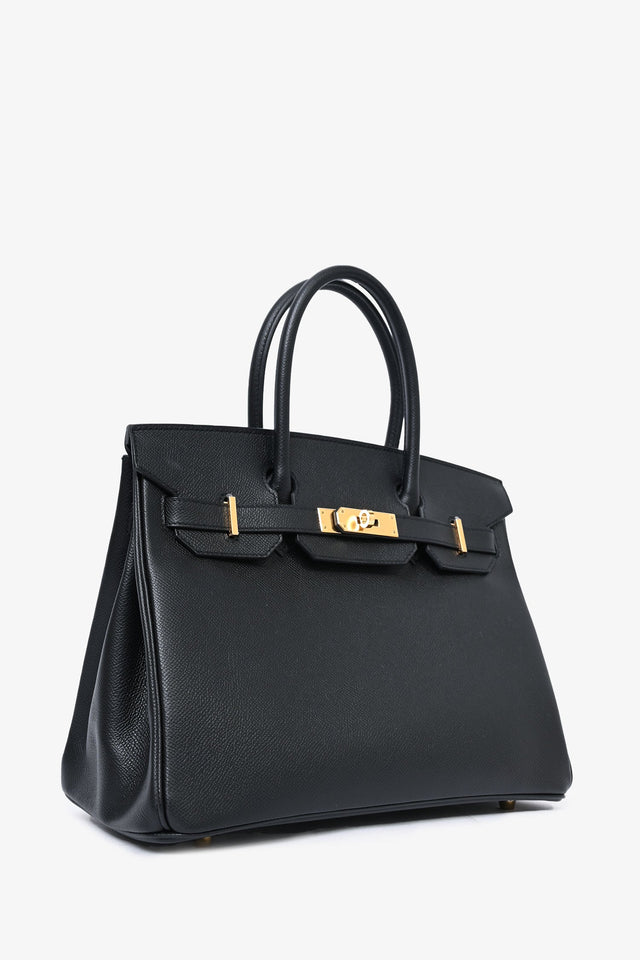 Hermes 2020 Black Epsom Leather Retourne Birkin 30 GHW