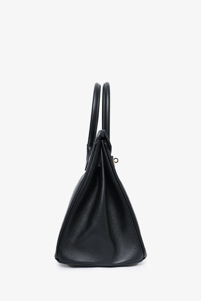 Hermes 2020 Black Epsom Leather Retourne Birkin 30 GHW