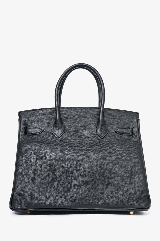 Hermes 2020 Black Epsom Leather Retourne Birkin 30 GHW
