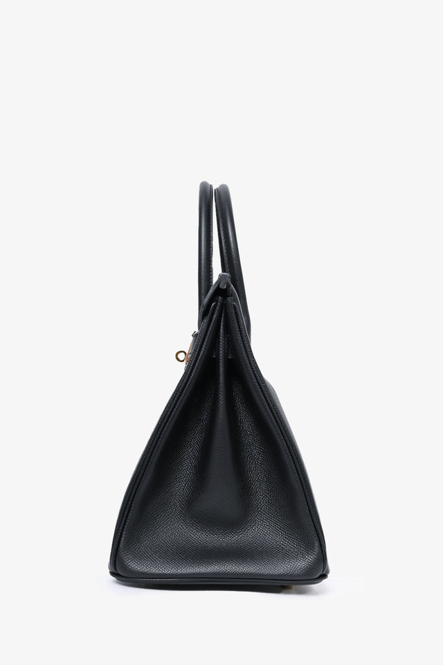 Hermes 2020 Black Epsom Leather Retourne Birkin 30 GHW