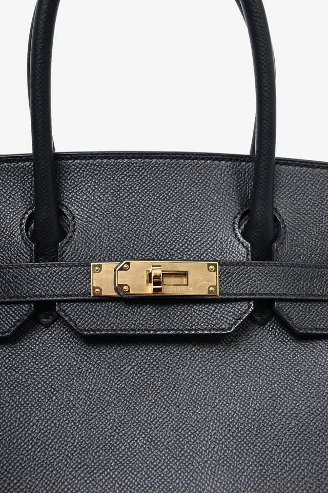 Hermes 2020 Black Epsom Leather Retourne Birkin 30 GHW