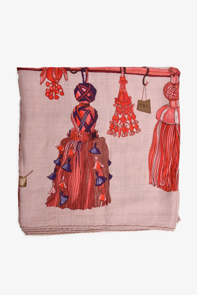 Hermes Red Cashmere/Silk Passementerie Carre 140