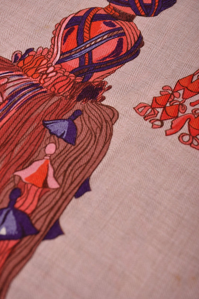 Hermes Red Cashmere/Silk Passementerie Carre 140