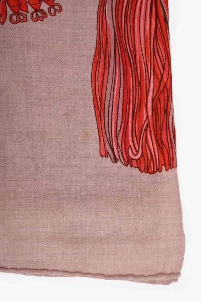Hermes Red Cashmere/Silk Passementerie Carre 140