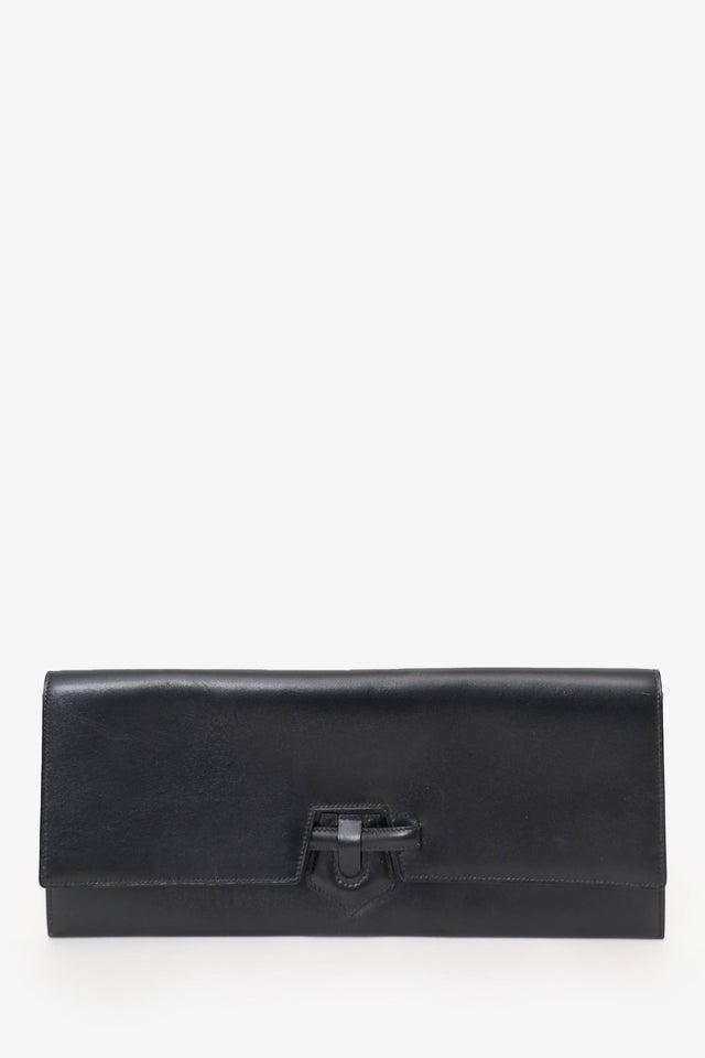 Hermes 2006 Black Chamonix Leather Maharani Clutch