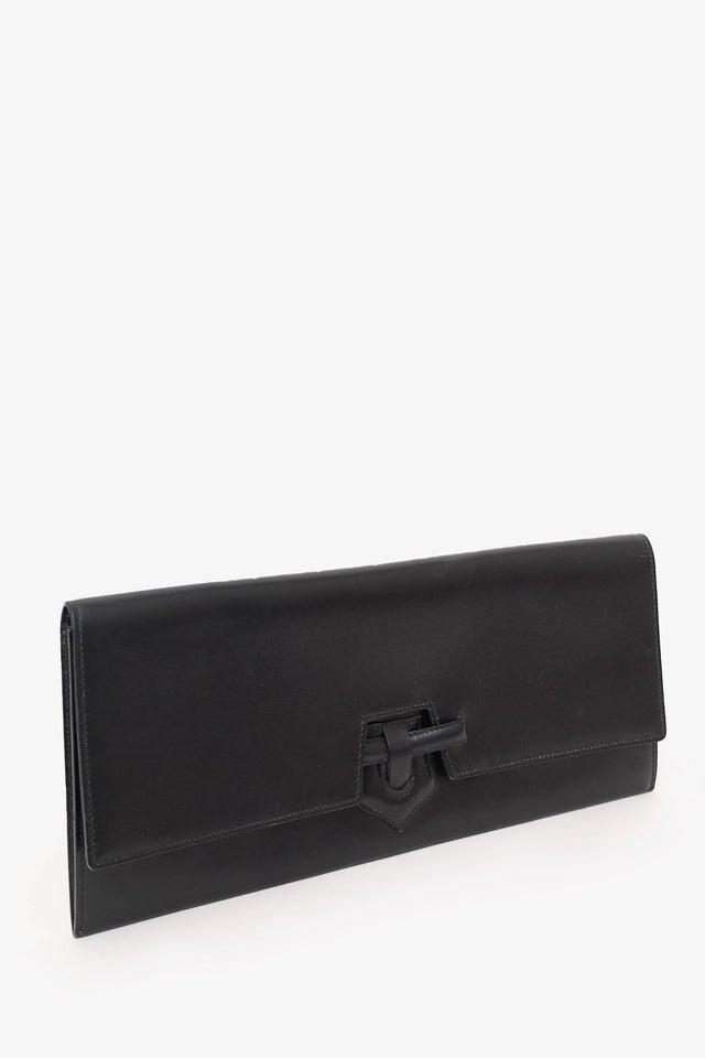Hermes 2006 Black Chamonix Leather Maharani Clutch
