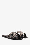 Hermes Black/Silver Clou de Selle Oran Sandals Size 36
