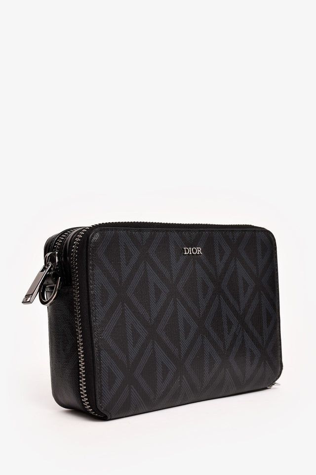 Dior Homme Black Coated Canvas CD Print Zipped Pouch