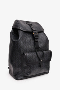 Christian Dior Homme Black Coated Canvas/Leather CD Diamond Print 'Hit The Road' Backpack