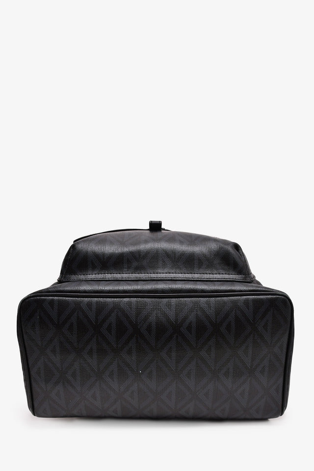 Christian Dior Homme Black Coated Canvas/Leather CD Diamond Print 'Hit The Road' Backpack