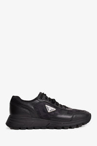 Prada Black Leather/Nylon Triangle Logo 'Prax' Sneakers Size 10 Mens