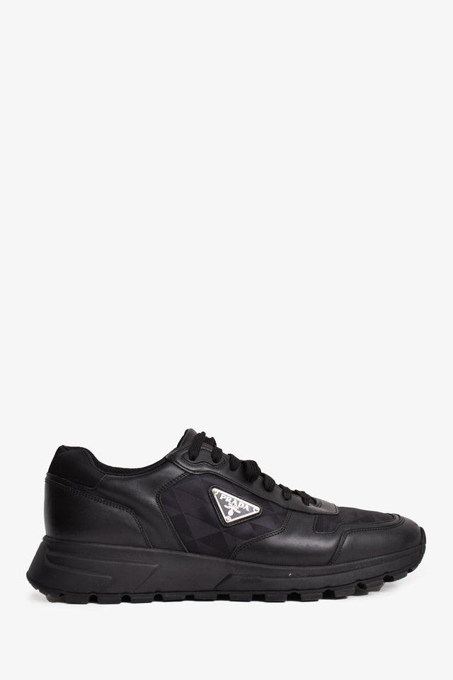 Prada Black Leather/Nylon Triangle Logo 'Prax' Sneakers Size 10 Mens