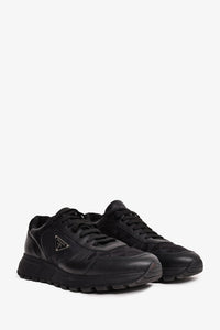 Prada Black Leather/Nylon Triangle Logo 'Prax' Sneakers Size 10 Mens