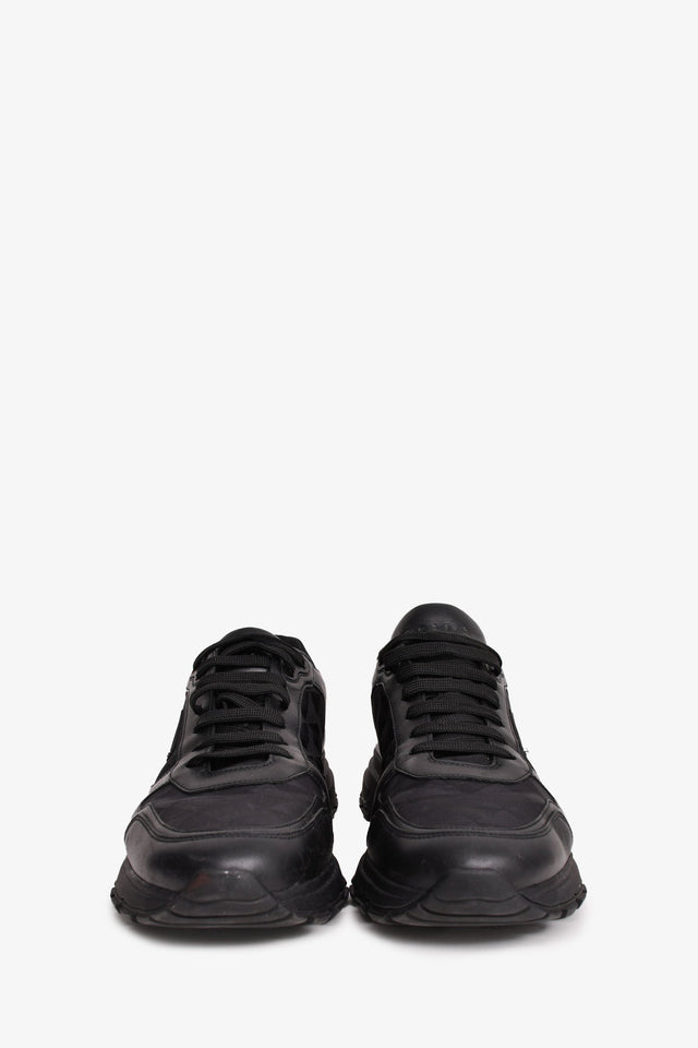 Prada Black Leather/Nylon Triangle Logo 'Prax' Sneakers Size 10 Mens