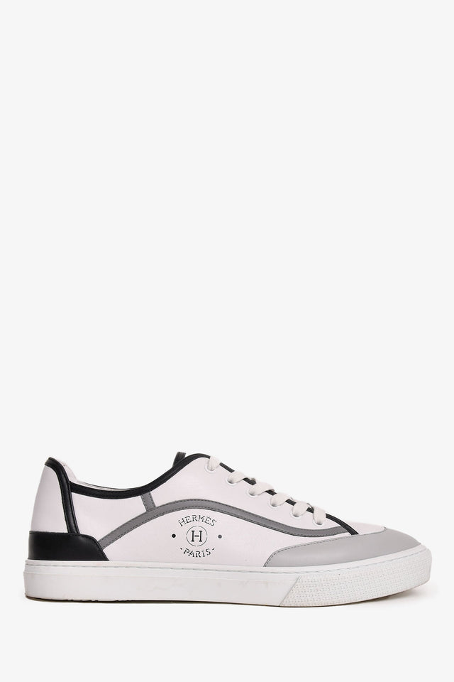 Hermes White/Grey Leather 'Get' Sneakers Size 44.5 Mens