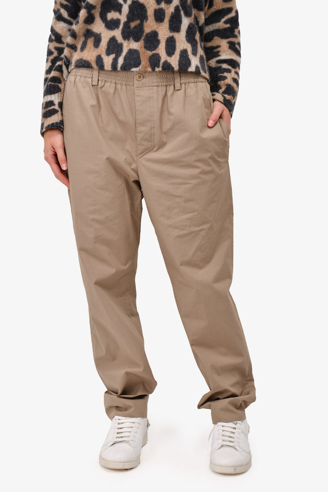 Hermes Taupe Cotton Drawstring Joggers Size 44 Mens