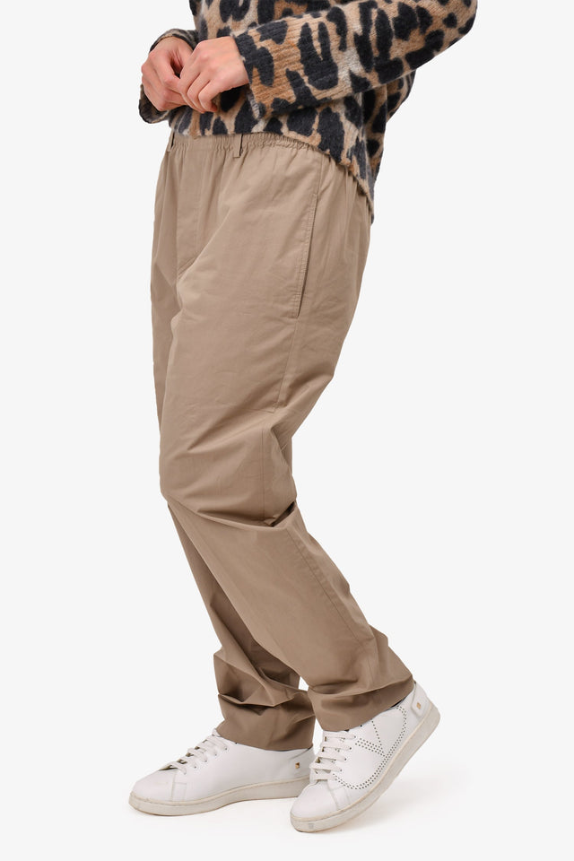 Hermes Taupe Cotton Drawstring Joggers Size 44 Mens