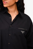 Prada 2023 Black Button Down Triangle Logo Top Size M Mens