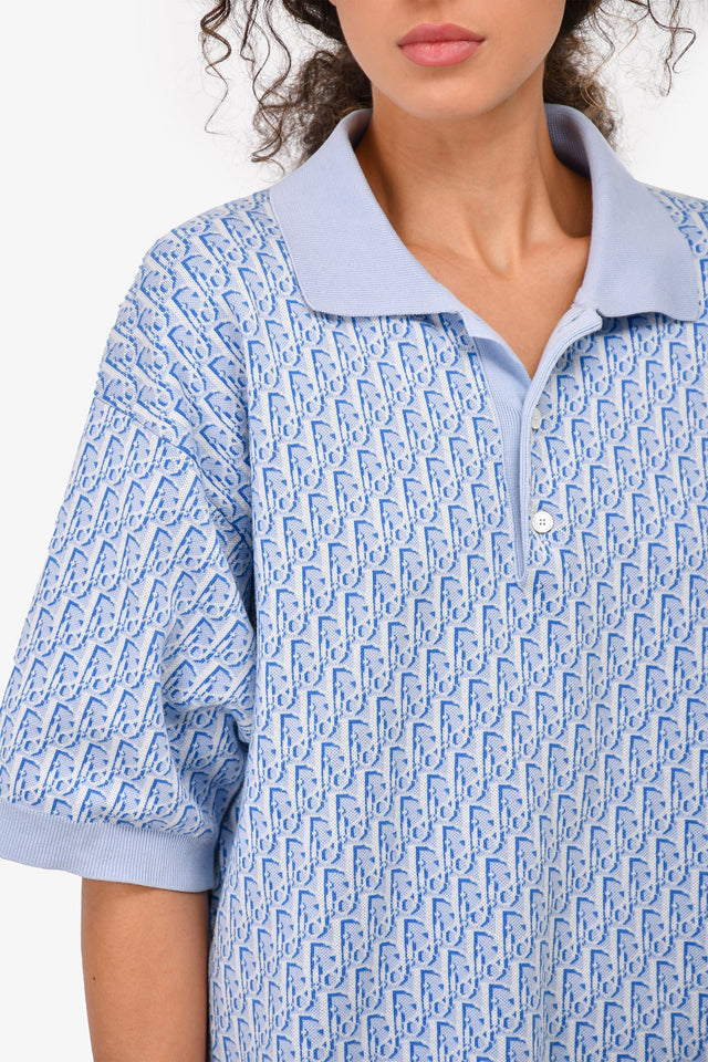 Dior Homme Light Blue Oblique Polo Shirt Size L Mens