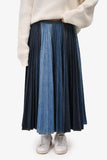 Christian Dior 2021 Two Toned Pleated Denim Midi Skirt Size 40