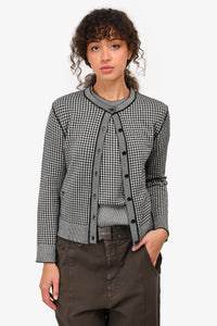 Christian Dior Black/White Houndstooth Pattern Cashmere/Silk igan and Twin Set Size 8