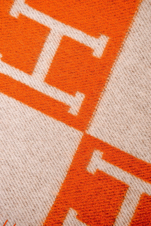 Hermes Écru/Potiron Merinos Avalon Throw Blanket