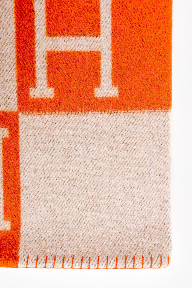 Hermes Écru/Potiron Merinos Avalon Throw Blanket