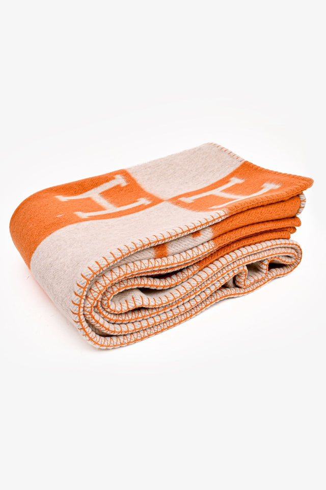 Hermes Écru/Potiron Merinos Avalon Throw Blanket