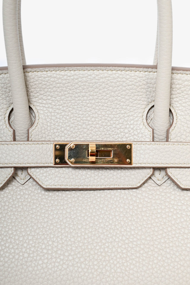 Hermes 2019 Beton Clemence Leather Birkin 30