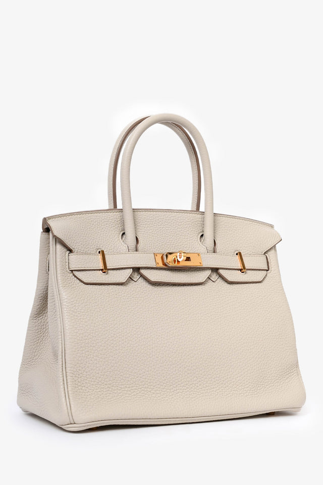 Hermes 2019 Beton Clemence Leather Birkin 30