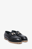 Hermes Black Leather Chunky H Loafers Size 37
