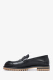 Hermes Black Leather Chunky H Loafers Size 37