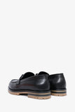 Hermes Black Leather Chunky H Loafers Size 37