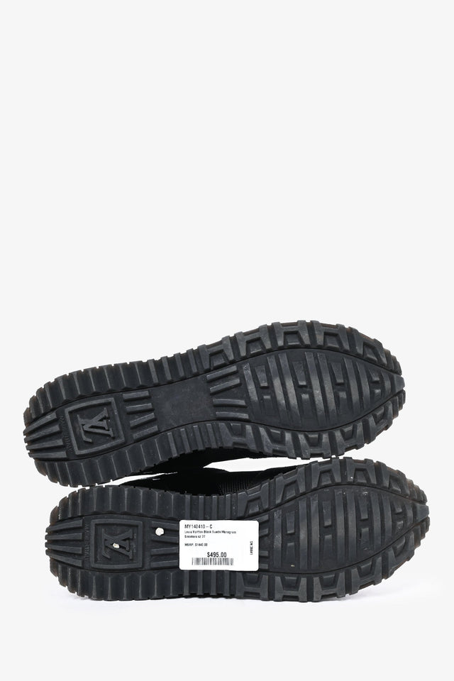 Louis Vuitton Black Suede/Monogram Sneakers Size 37