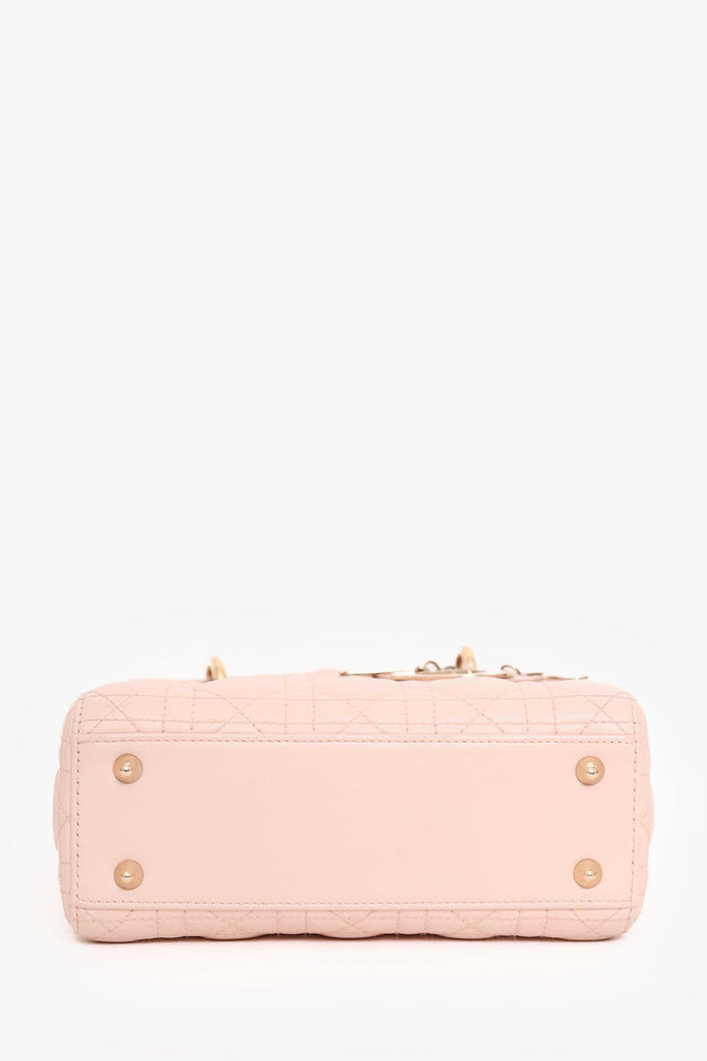 Christian Dior Light Pink Lambskin Small Lady Dior Top Handle